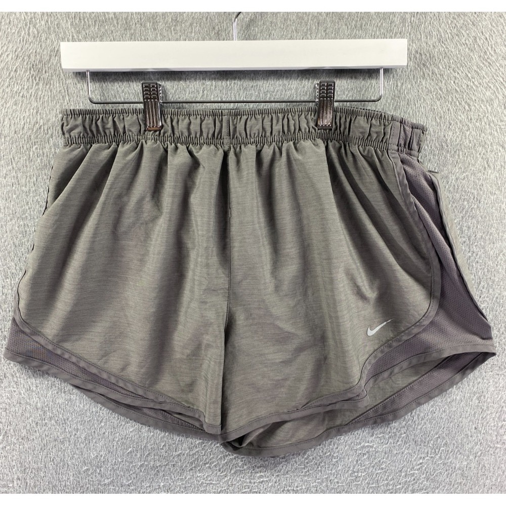 Nike Dri-Fit Womens XL Tempo Gray Lined Running Shorts Elastic Drawstring Waist